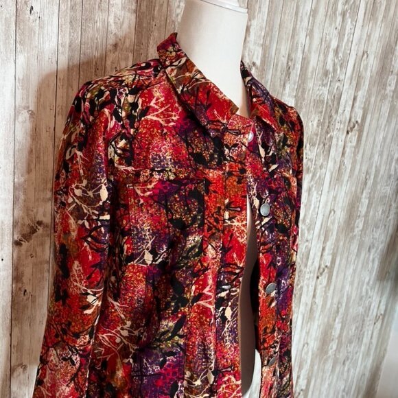 Christopher & Banks Red/Black Button Up Jacket size Small - Picture 2 of 5